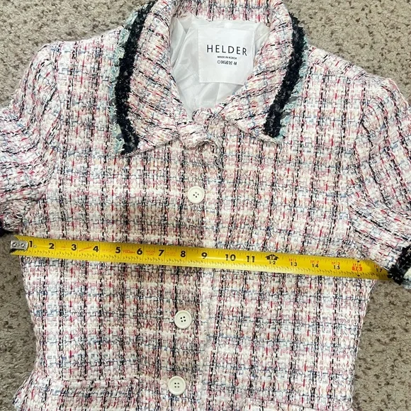 women Sz medium Enchanted Tweed mini Shirtdress quite luxury‎ old money pockets - Picture 12 of 16